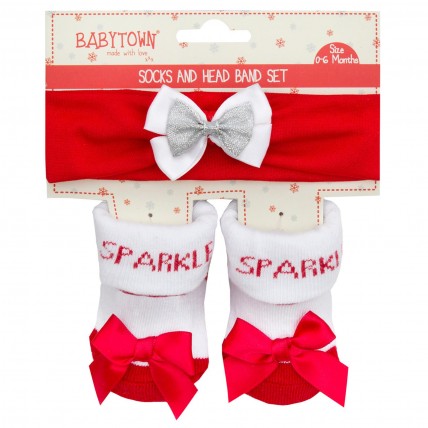 Baby Christmas Socks + Headband Gift Set