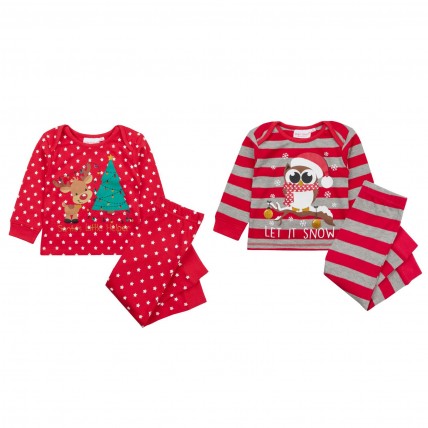Baby Girls Boys Long Pyjamas - Christmas Themed
