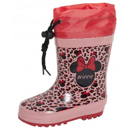 Girls Minnie Mouse Tie Top Wellington Boots
