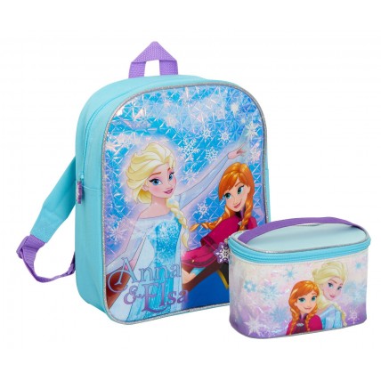 Disney Frozen Girls Backpack + Train Case Set Kids School Nursery Bag Luggage