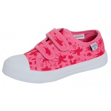 Girls Unicorn Canvas Shoes Kids Pink Plimsoll Trainers Easy Fasten Casual Pumps