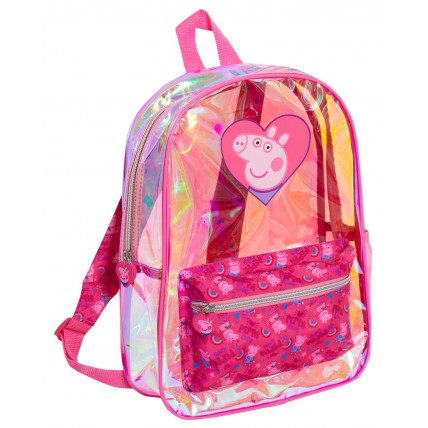 Peppa Pig Transparent Backpack Girls Pink Swimming Bag Kids Nursery Rucksack