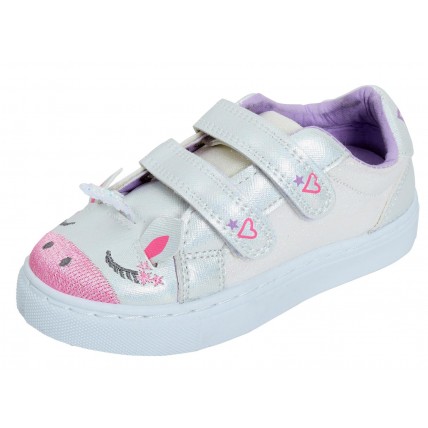 Girls 3D Unicorn Glitter Trainers Kids Easy Fasten Sparkle Casual Trainers Shoes