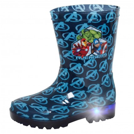 Boys Marvel Avengers Light Up Wellington Boots Super Hero Rain Shoes Wellies