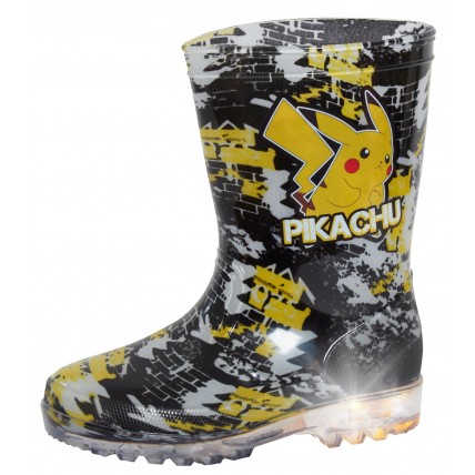 Boys Pokemon Pikachu Light Up Wellington Boots Kids Rain Snow Shoes Wellies Size