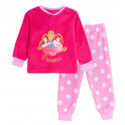 Girls Disney Princess Fleece Pyjamas Kids Plush Twosie Lounge Set Pjs Gift Size