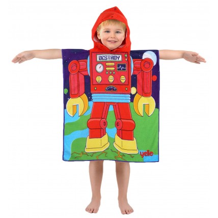 Space Robot Hooded Poncho Towel