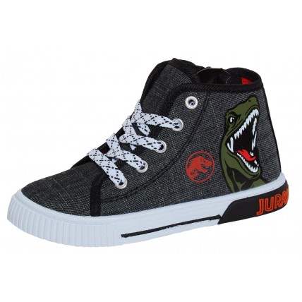 Jurassic World Canvas Shoes Hi Top Trainers Dinosaur Ankle Boots Character Pumps