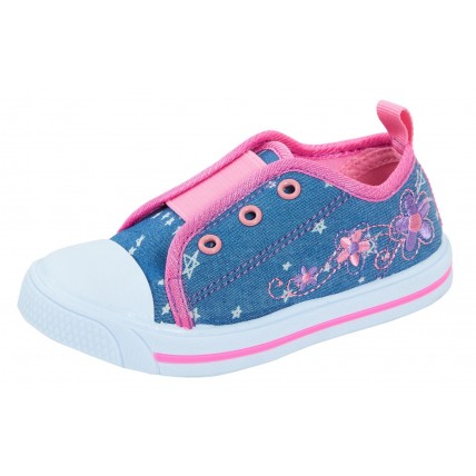 Lora Dora Girls Slip On Elasticated Trainers Kids Flower Canvas Pumps Shoes