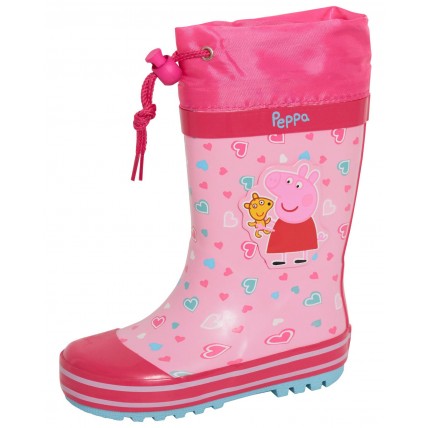 Girls Peppa Pig Tie Top Wellingtons Kids Character Wellington Rain Boots Wellies