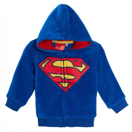 Baby Boys Superman Hooded Fleece Jacket Toddlers DC Comics Zip Up Hoodie Size