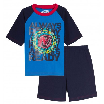 Boys Nerf Short Pyjamas Kids Shortie Summer Pjs T-Shirt + Shorts Set Nightwear