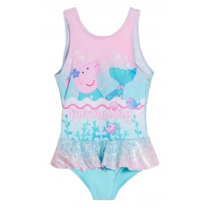 Girls Peppa Pig Swimming Costume Kids Mermaid One Piece Swimsuit Swimwear Size