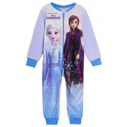 Disney Frozen Girls Fleece All In One Pyjamas Kids Elsa Anna Sleepsuit Size