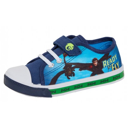 Boys How To Train Your Dragon Light Up Canvas Pumps Kids Easy Fasten Trainers