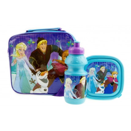 Disney Frozen Girls Lunch Bag + Sandwich Box + Bottle Set