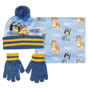 Bluey Boys Girls Bobble Hat  + Snood Scarf + Gloves Girls 3 Piece Winter Set