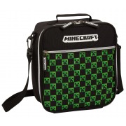 Minecraft Lunch Bag With Front Zip Pocket Kids Creeper School Insulated Luchbox