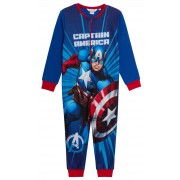 Boys Captain America All In One Kids Marvel Fleece Pyjamas Pjs Nightwear Size