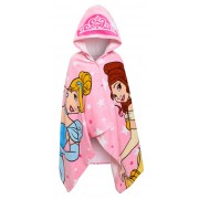 Girls Disney Princess Hooded Towel Kids Beach Poncho with Crown Bath Wrap Robe