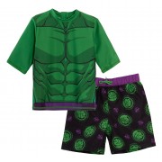 Incredible Hulk Swim Shorts + Rash Vest 2 Piece Swim Set Surf Top + Board Shorts
