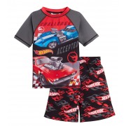 Boys Hot Wheels Swim Shorts + Rash Vest Set Kids Racing Car Swimming Costume