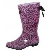 Girls Leopard Glitter Wellingtons Kids Bow Wellington Boots Rain Snow Shoes Size