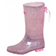Girls Glitter Bow Wellingtons Kids Sparkle Wellington Boots Rain Snow Shoes Size