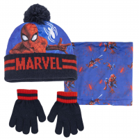 Marvel Spiderman Hat Snood & Gloves Set 3 Pcs Knitted Winter Set Kids Bobble Hat