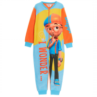 Kids Blippi All In One Boys Girls Fleece Pyjamas Matching Unisex Soft Warm PJs