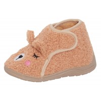 Girls Teddy Bear Slipper Booties Infants Easy Fasten Fleece House Nursery Shoes