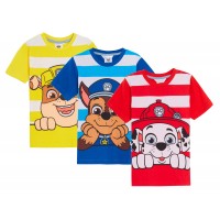 Boys 3 Pack Paw Patrol T-Shirts Chase Marshall Rubble Dress Up Top Short Tees