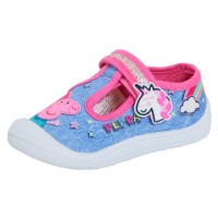 Girls Peppa Pig Mary Jane Canvas Pumps Kids Easy Fasten Sports Trainers Plimsoll