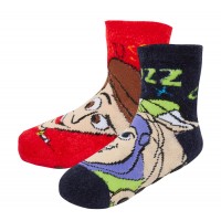 Boys Toy Story 2 Pack Slipper Socks Kids Buzz Woody Fleece Slippers House Shoe