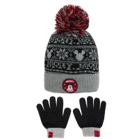 Boys Mickey Mouse Woolly Bobble Hat + Gloves Winter Set Kids Disney Gift Size