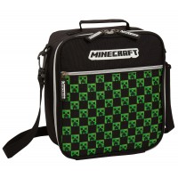 Minecraft Lunch Bag With Front Zip Pocket Kids Creeper School Insulated Luchbox