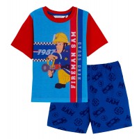 Fireman Sam Boys Short Pyjamas Kids Fire Man Shortie Pjs For Boys Nightwear Set