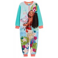 Disney Moana All In One Girls Once Piece Fleece Pyjamas Kids Moana Loungewear