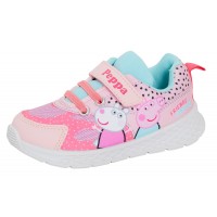 Kids Peppa Pig Sports Trainers Girls Easy Touch Fasten Plimsolls Trainer Shoes