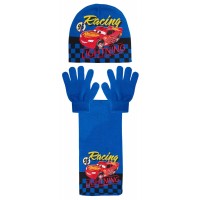 Boys Disney Cars 3 Piece Winter Set Kids Lightning McQueen Hat + Gloves + Scarf