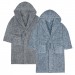 Boys Two Tone Sherpa Fleece Hooded Dressing Gown Kids Snuggle Bathrobe Gift Size