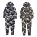 Boys Camouflage Hooded Fleece All In One Kids Novelty Zipped Jumpsuit Gift Size