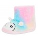 Girls Rainbow Llama Slippers Boots Kids Ombre Slipper Booties House Shoes Size