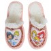 Girls Disney Princess Glitter Sequin Mule Slippers Kids Fleece Lined House Shoes