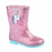 Girls Glitter Unicorn Wellington Boots