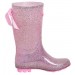 Girls Glitter Bow Wellingtons Kids Sparkle Wellington Boots Rain Snow Shoes Size